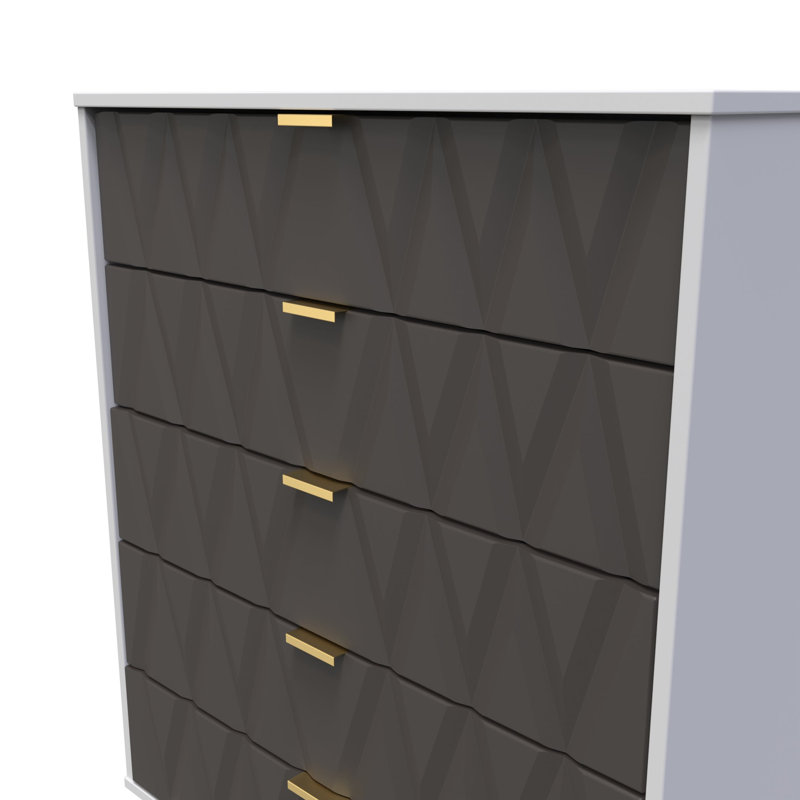 Fully Assembled Pawhuska 5 Drawer 76.5Cm W Chest of Drawers, Graphite/Grey