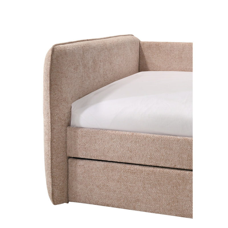 Lit de jour moderne mauve avec lit gigogne escamotable, structure en bois touffeté à boutons avec garniture cloutée pour la chambre à coucher ou le salon