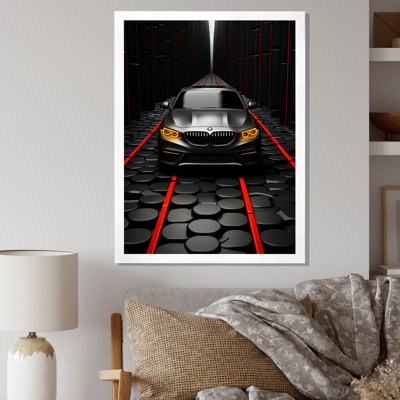 Voiture noire, fond abstrait - art mural, salon
