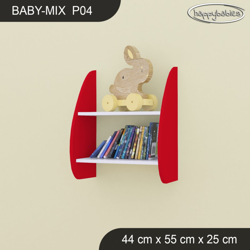 2 Piece Industrial Pipe Shelves, 55cm H x 44cm W x 25cm D, White/Red