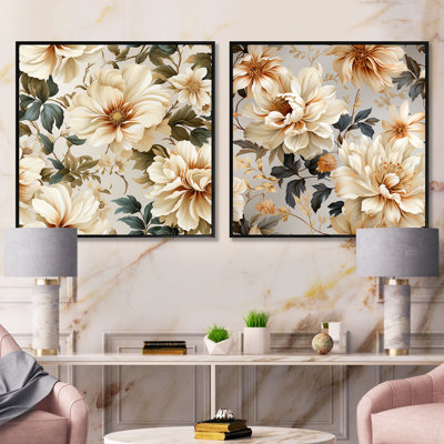 Loucas - Ensemble de 2 collages floraux carrés