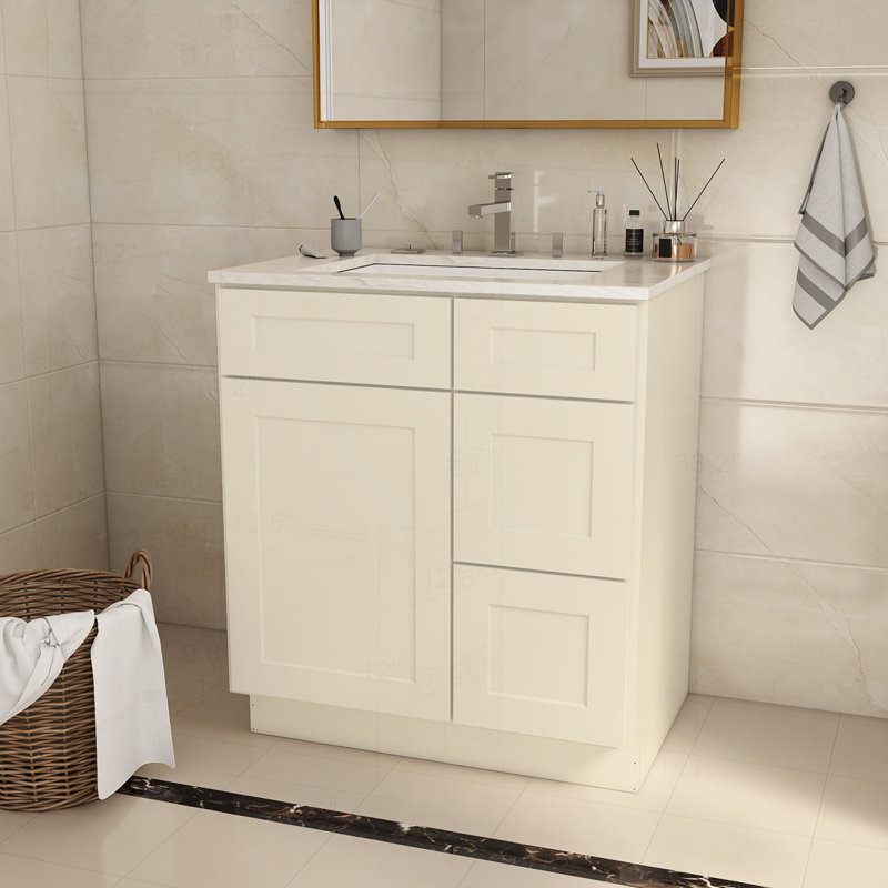 Armoire de salle de bain classique et élégante avec rangement polyvalent et fonctionnalité supérieure, Blanc antique
