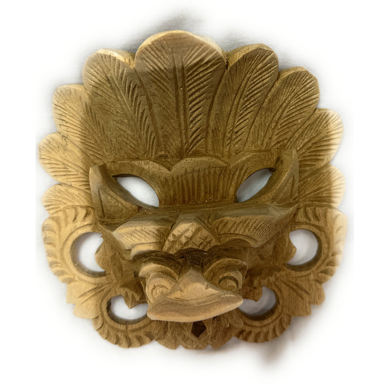 Masque Barong en bois massif sculpté à la main 14 cm
