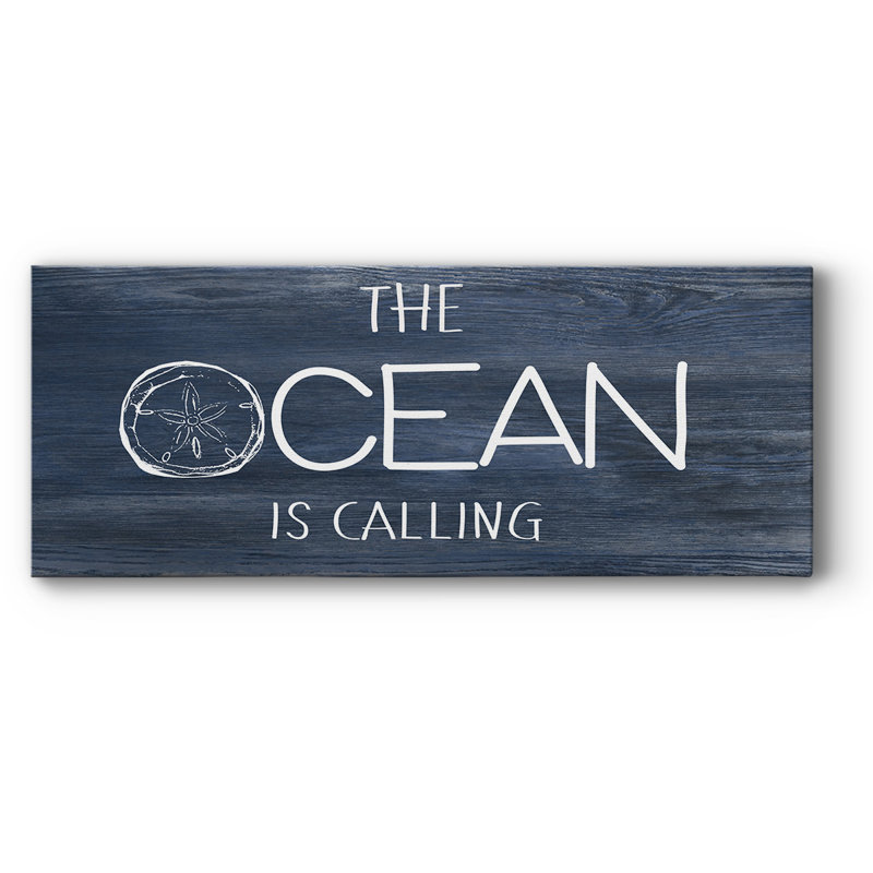 «Ocean Calling On Canvas», art textuel, H 20 po x l 50 po x P 1,5 po