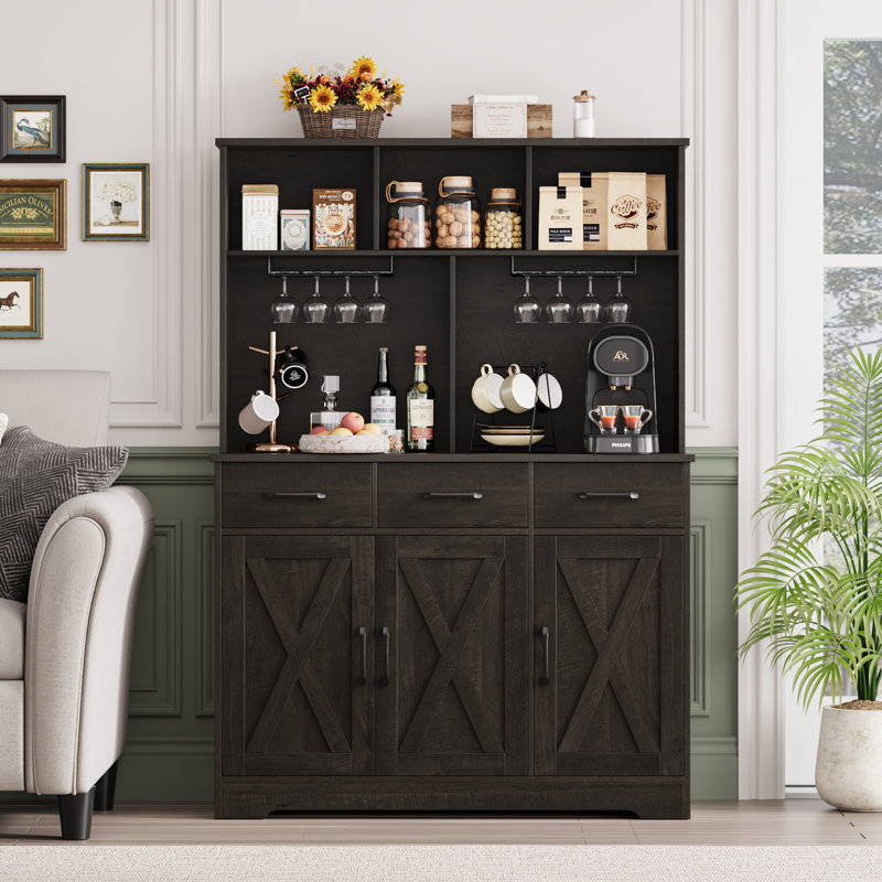 Garde-manger 60 po avec 3 tiroirs, Marron foncé