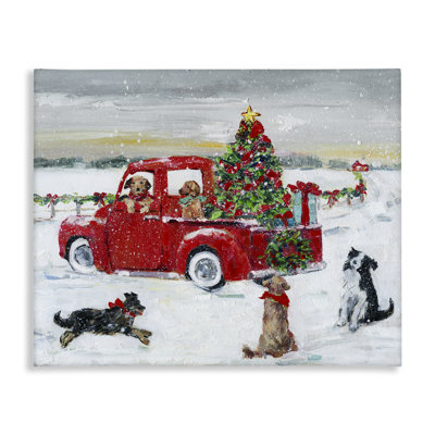 «Seasonal Truck with Dogs», art mural sur toile par Sally Swatland