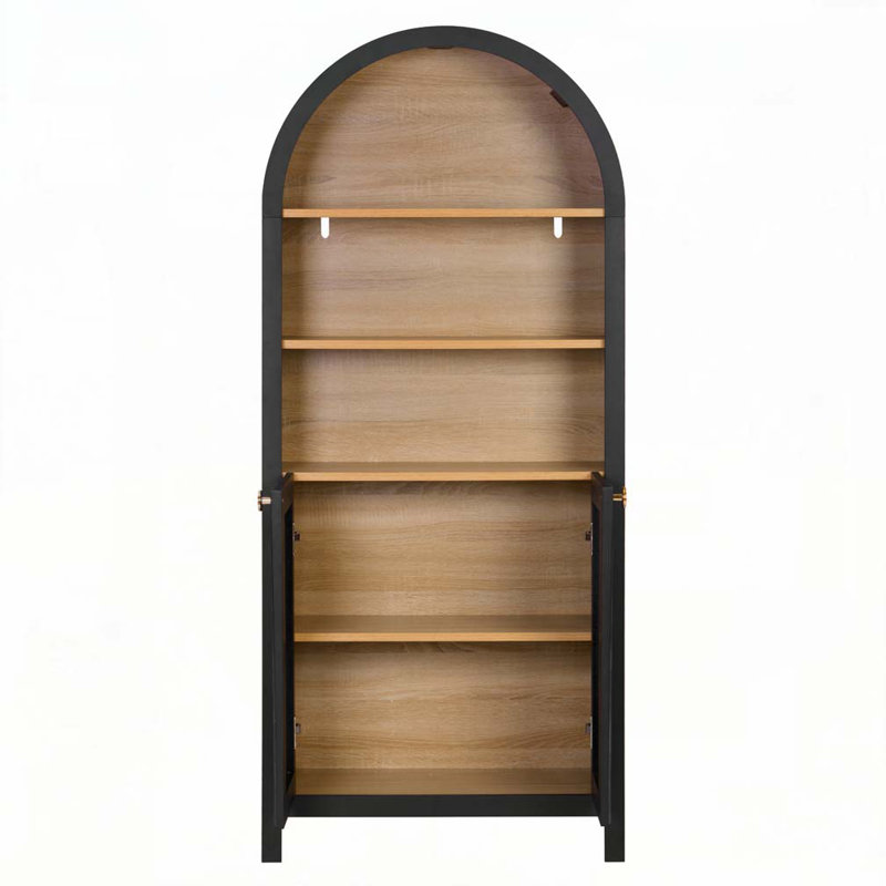 Bibliothèque arquée à 5 niveaux avec armoires de rangement
