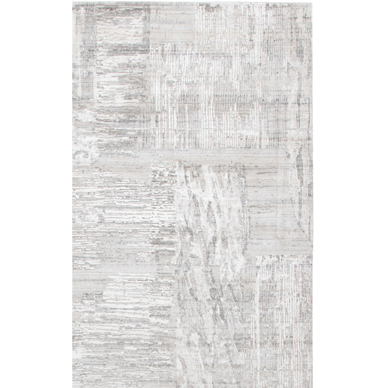 Tapis abstrait en viscose / laine / coton tissé Bedford, Rectangle 8 pi x 10 pi