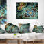 Fractale fleurs bleu foncé orange - coussin imprimé floral-30423727-30423730