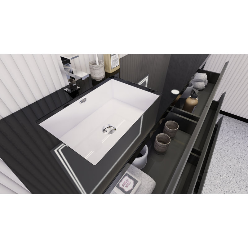 Base de meuble-lavabo simple 60 po Reyes, Gris ultrabrillant
