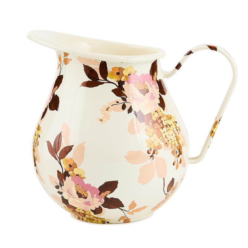 Wild Rose Brown Pitcher, White