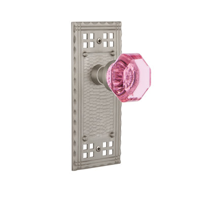 Plaque de porte mortaise intérieure en cristal rose avec plaque longue artisan Waldorf