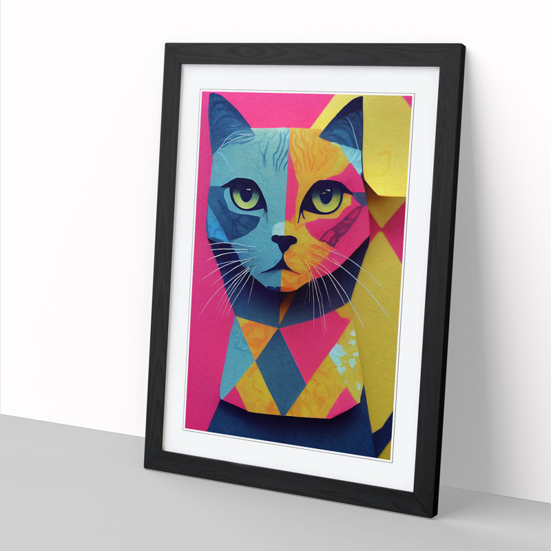 Cat Art Scrapbooking - Picture Frame Print, Black Framed, 64cm H x 46cm W