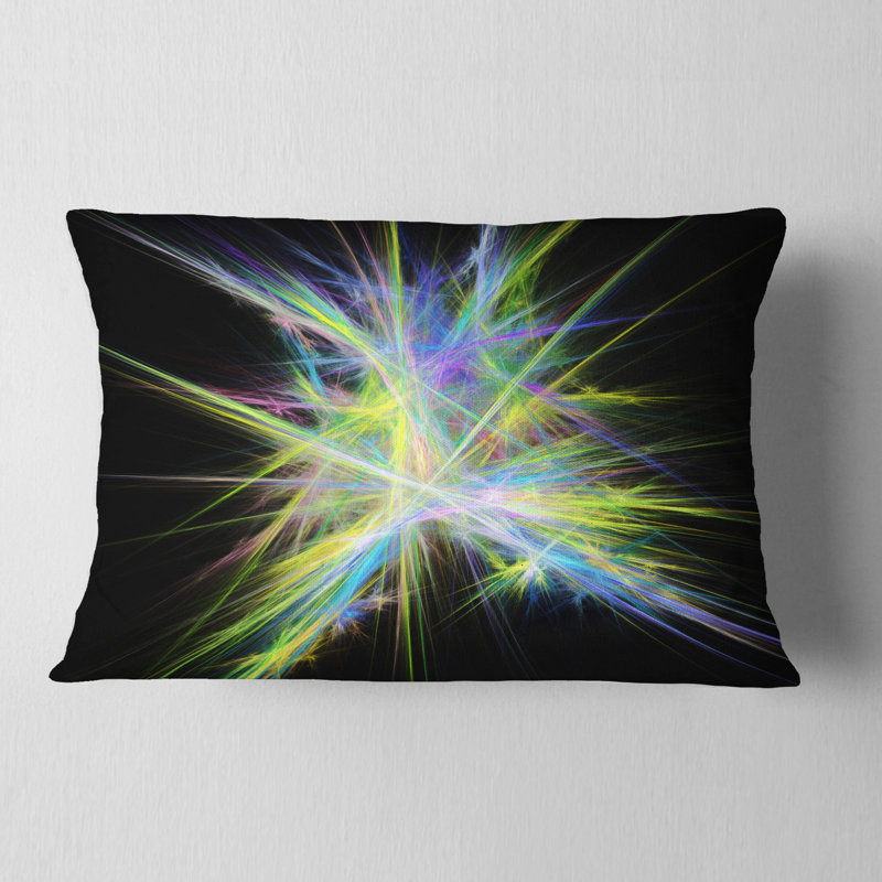 Coussin décoratif jaune à motif de chaos multicolores - jaune