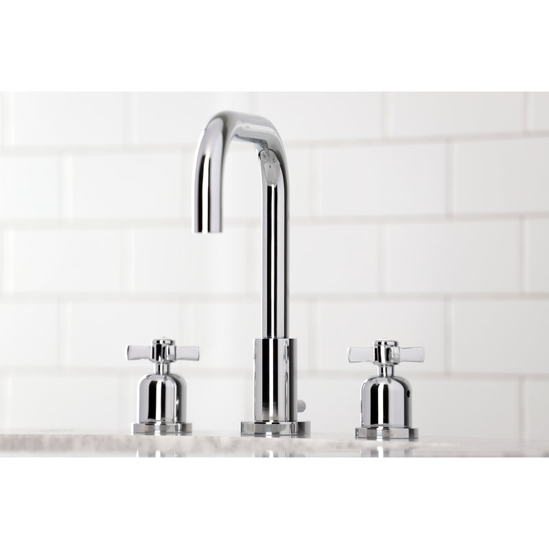 Robinet de salle de bain à large entraxe avec bonde, Chrome poli