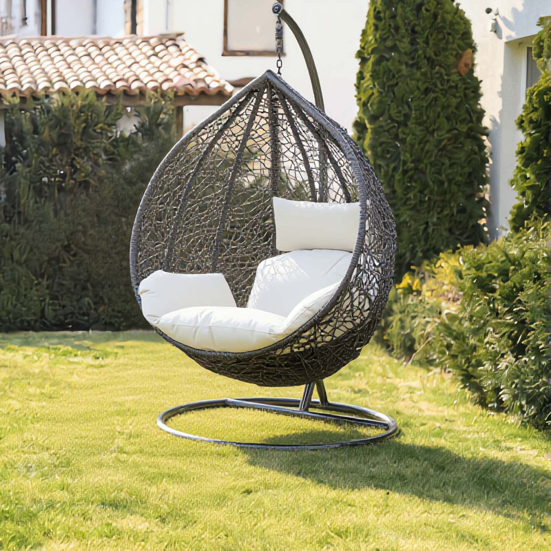 Naperon Garden Swing Chair with Stand, Grey/White 