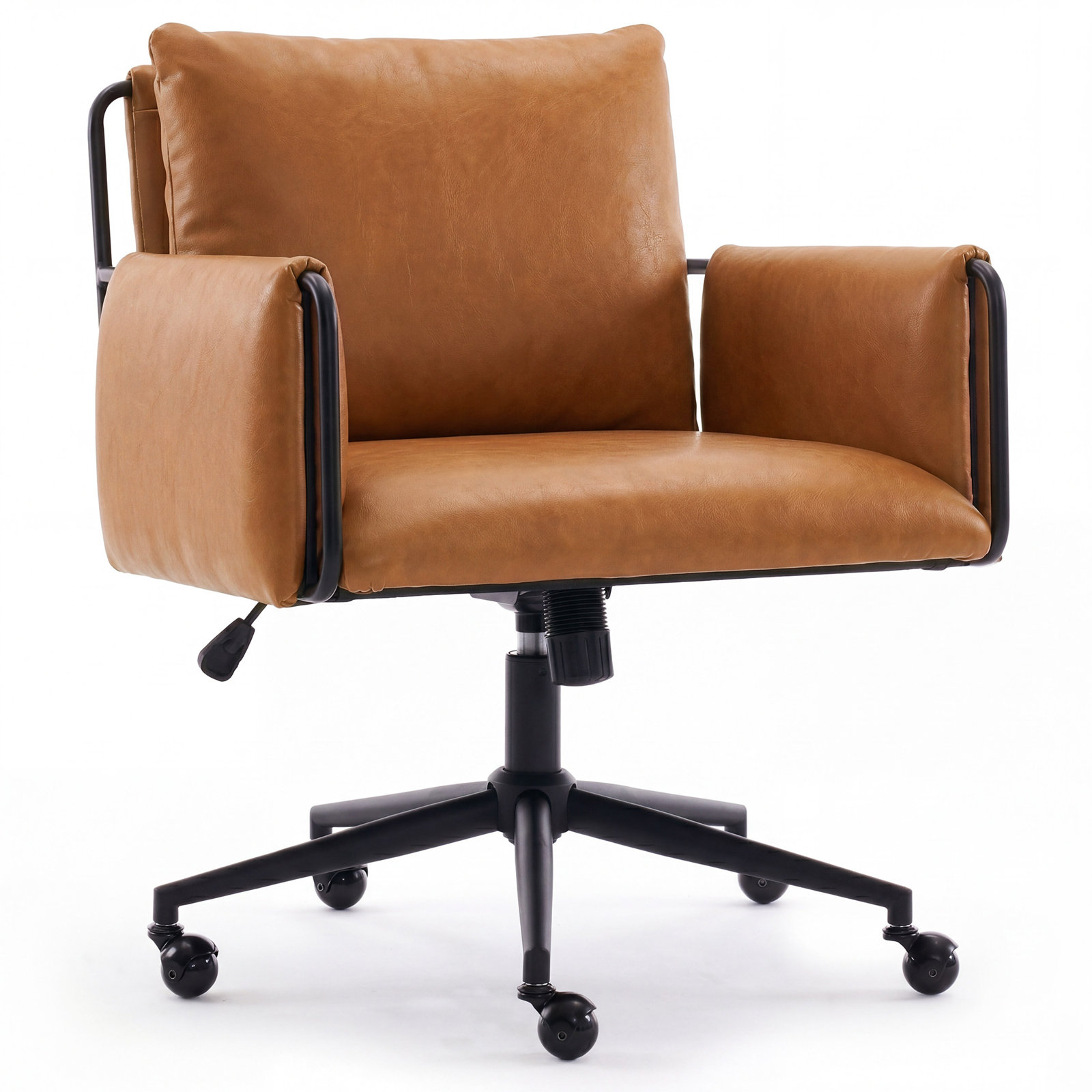 Arianna Office Chair with Lumbar Support, Brown Seat/ Black Frame