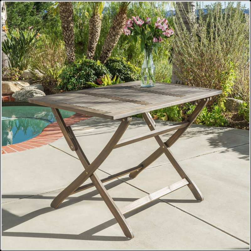 Table de salle à manger d'extérieur pliante en bois d'acacia - résistante aux intempéries et peu encombrante, Gray