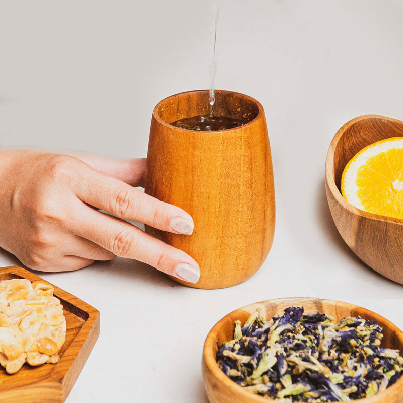 Handmade Teak Teacup, 4