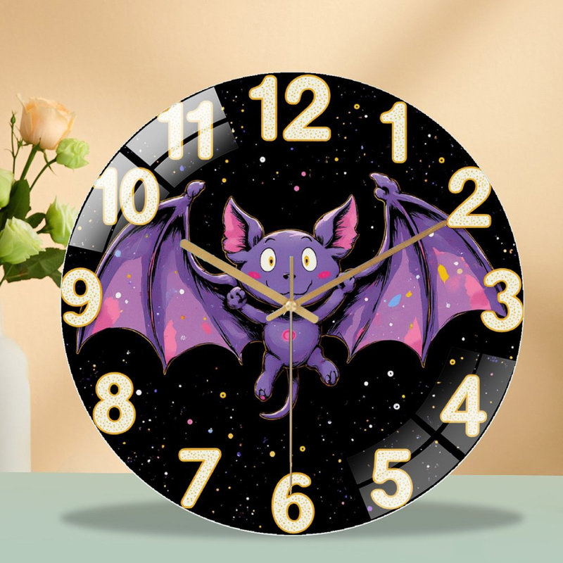 Horloge murale mignonne en forme de chauve-souris