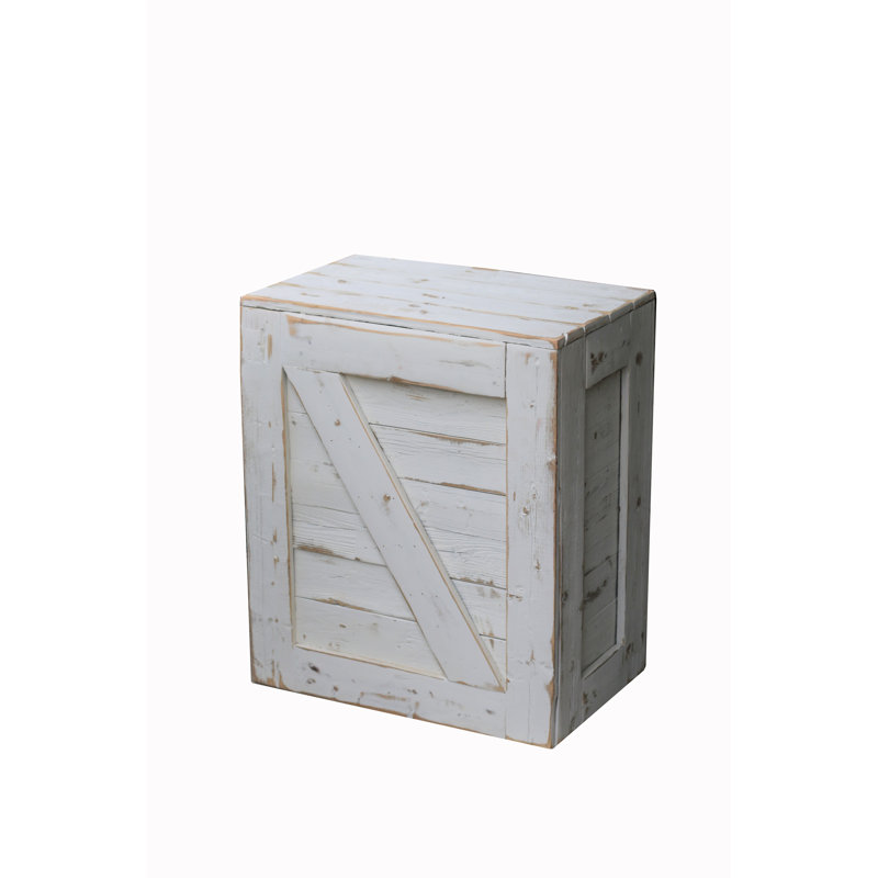 Table de bout en bois massif Menendez, Blanc