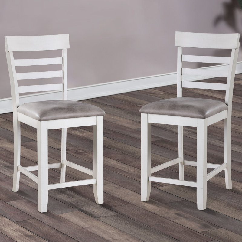 Fulkerson Ladder Back Counter Chair in White/Brown