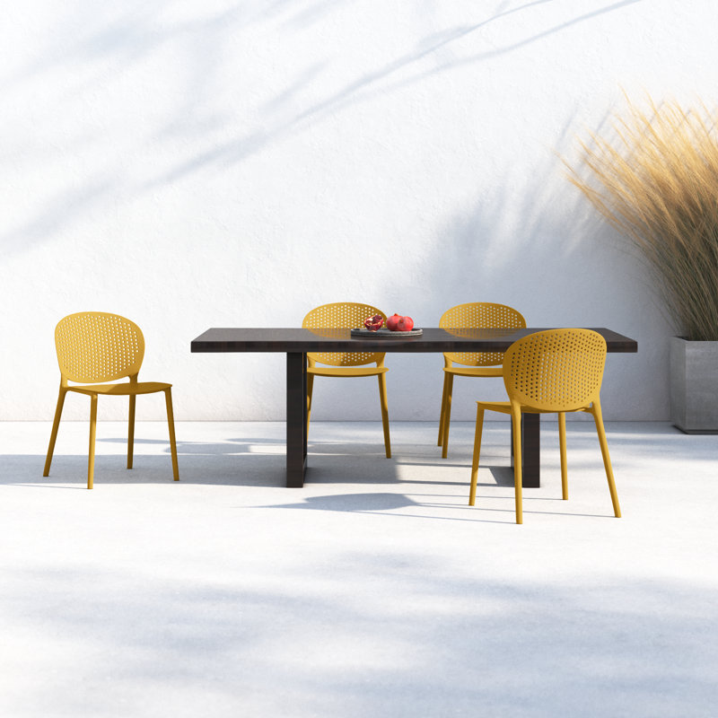 Ginger Polypropylene Armless Outdoor Stacking Dining Side Chair Set