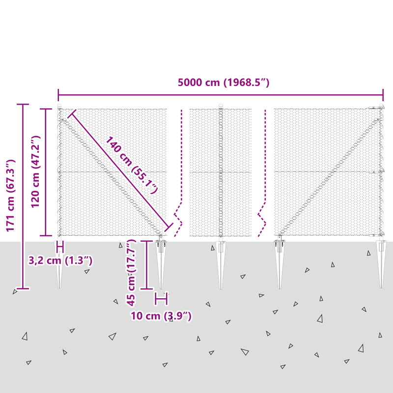 Hexagon Fence Steel, 120cm H x 5000cm W