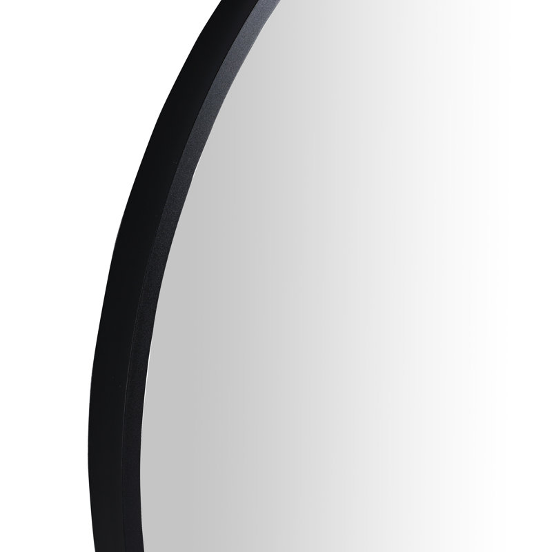 Grand miroir de salle de bain noir de 24 po avec support rond réfléchissant transparent pour une belle décoration intérieure