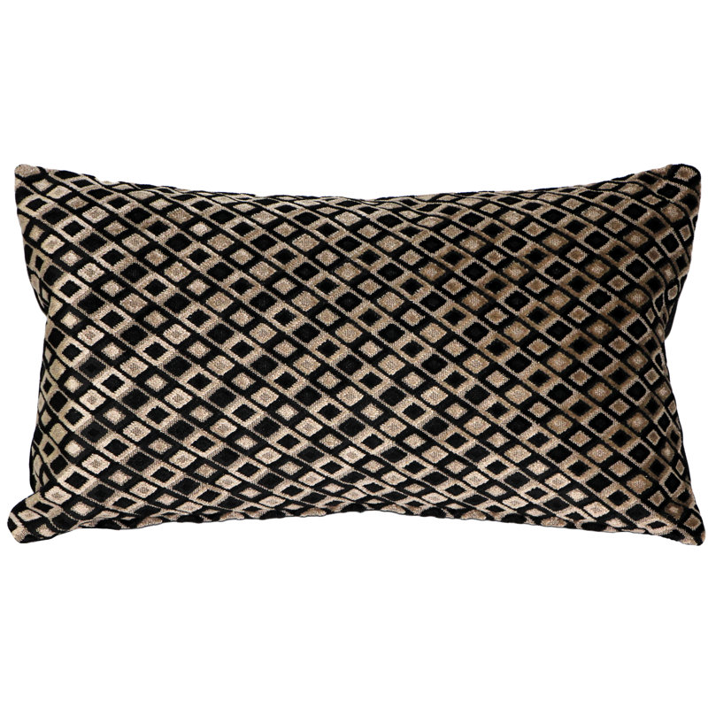 Housse et insert de coussin en velours Jager Diamond, Noir