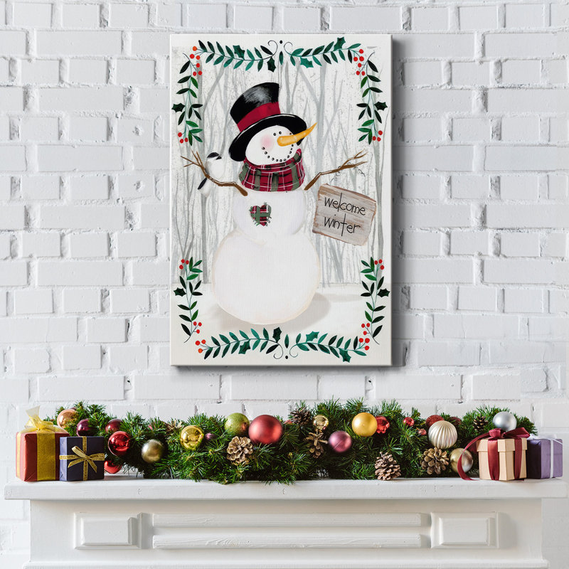 «Folk Snowman Forest I», toile tendue avec châssis, H 18 po x l 12 po x P 1,5 po