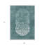 Tapis extérieur lavable abstrait vert foncé 9 pi x 12 pi turquoise et ivoire