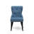 3 Piece Kitchen Table Set for Small Spaces Contains a Round Dining Table with Pedestal and 2 Blue Linen Fabric Parson Chairs, Black