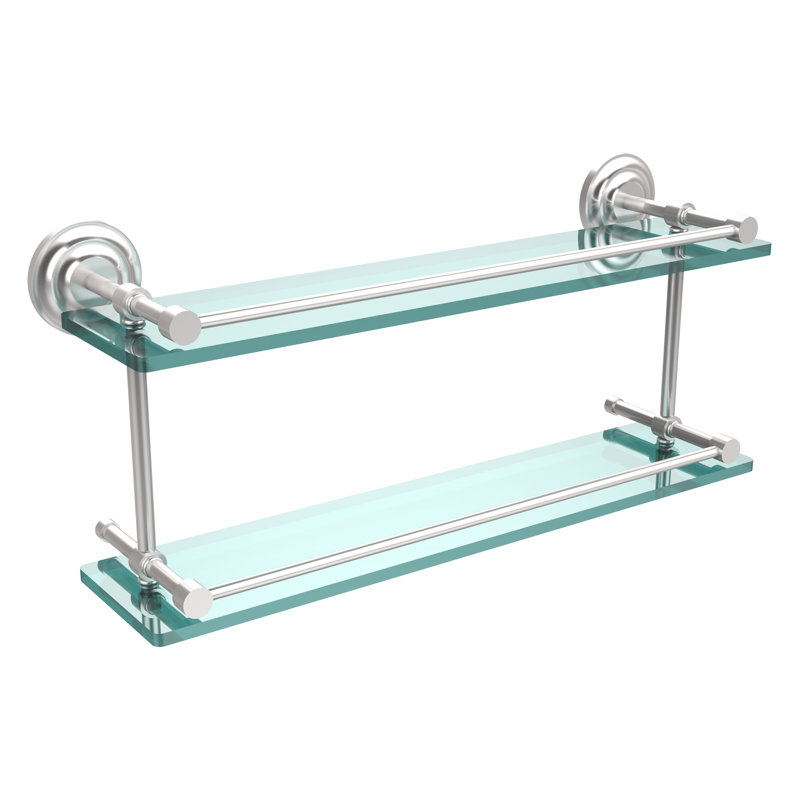 Leamore 2 Piece Tiered Shelf, Satin Chrome, 8" H x 22" W x 5" D