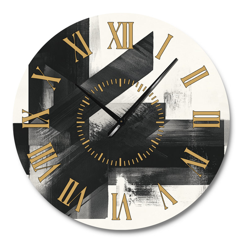 Angles géométriques monochromes - Horloge murale géométrique en métal, Grand