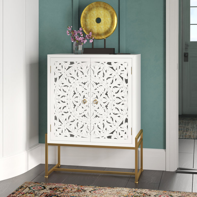 Buffet décoratif 2 portes Springhill, Blanc / brun