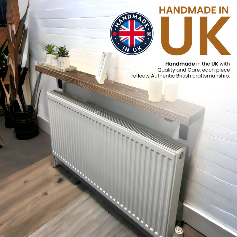 Ryesha Wood Radiator Shelf, Walnut, 4.5cm H x 80cm W x 14.5cm D