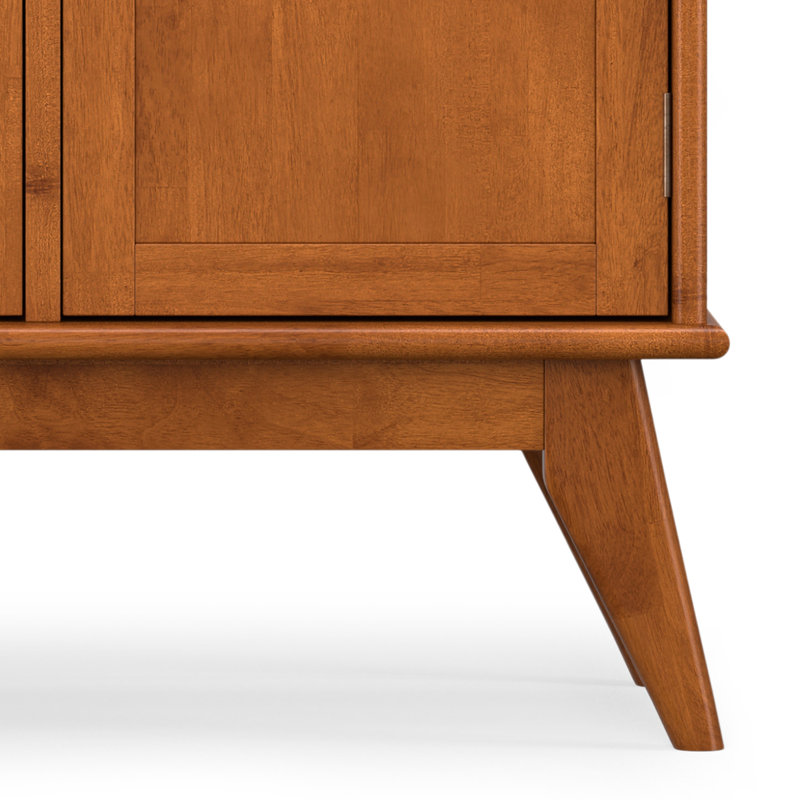 Teak Brown Mid Century Solid Hardwood 4 Door Sideboard Buffet