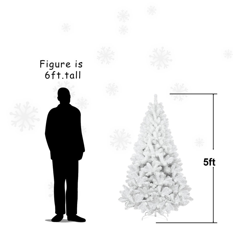 Arbre de Noël blanc avec fil mémoire, arbre en PVC artificiel à charnière, arbre de Noël de Noël facile à assembler pour la décoration intérieure (ornements non inclus)