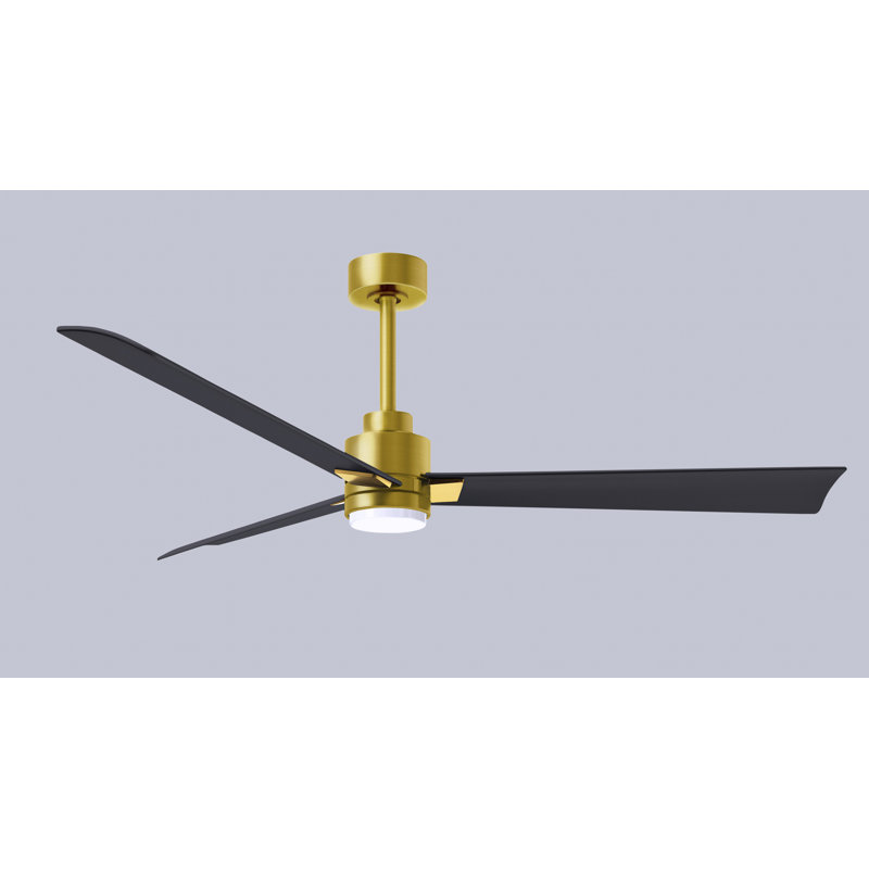 Ventilateur de plafond Alessandra, Noir mat, Laiton brossé, 56"