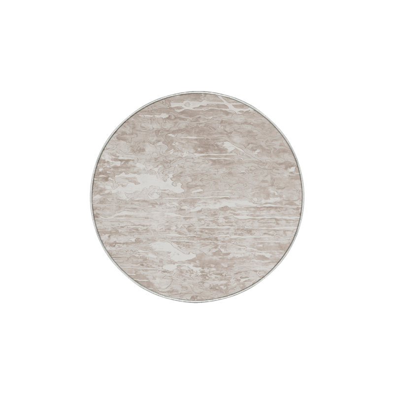 Tapis beige lavable à la machine, Rond 8 pi