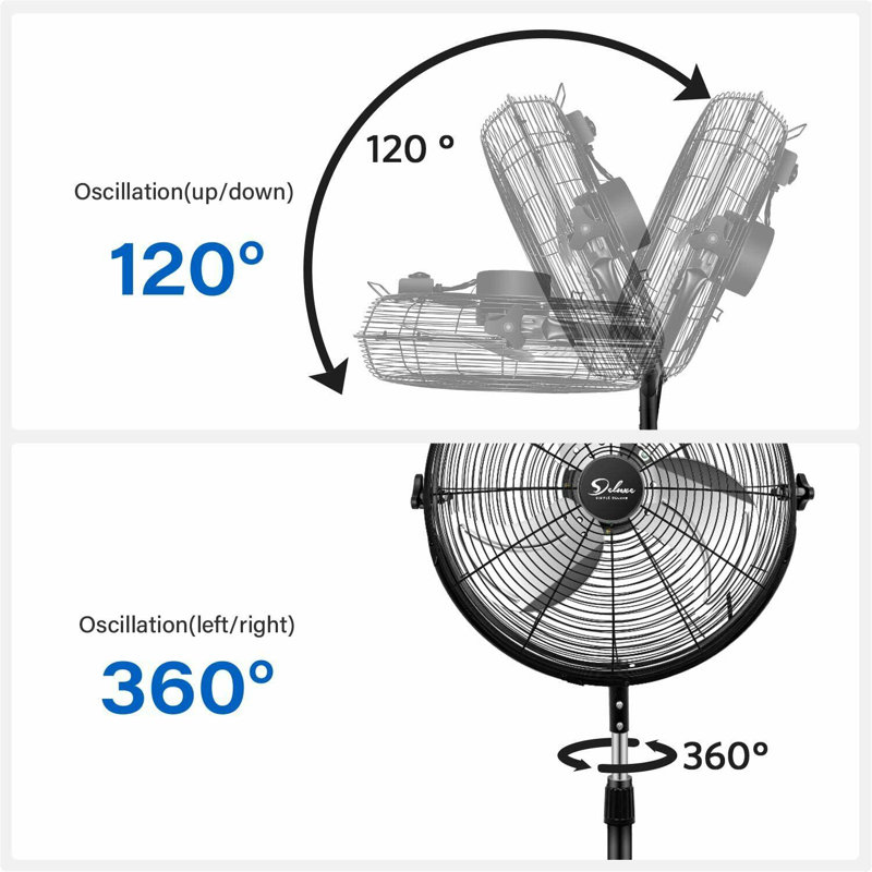 Simple Deluxe Industrial Stand Fan, 18 Inch, 55" H x 18" W x 16.5" D