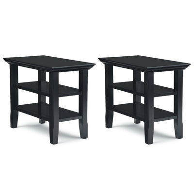 Table d'appoint transitionnelle en bois massif de 14 pouces Acadian en noir (ensemble de 2)