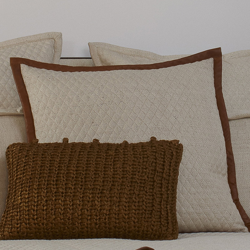 Quilted Silk Basketweave Pillow, Natural, Rectangle 20"H x 26"W 