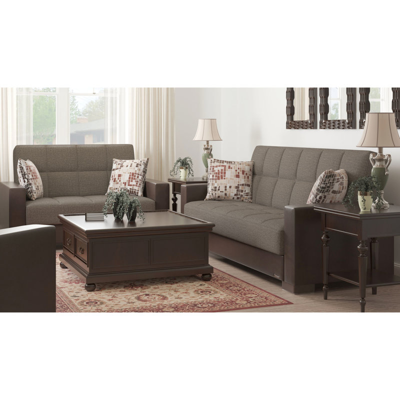 Chenille brune avec rangement - polyvalente pour les salons, hauteur de vie confortable de 48 po, profondeur du colis