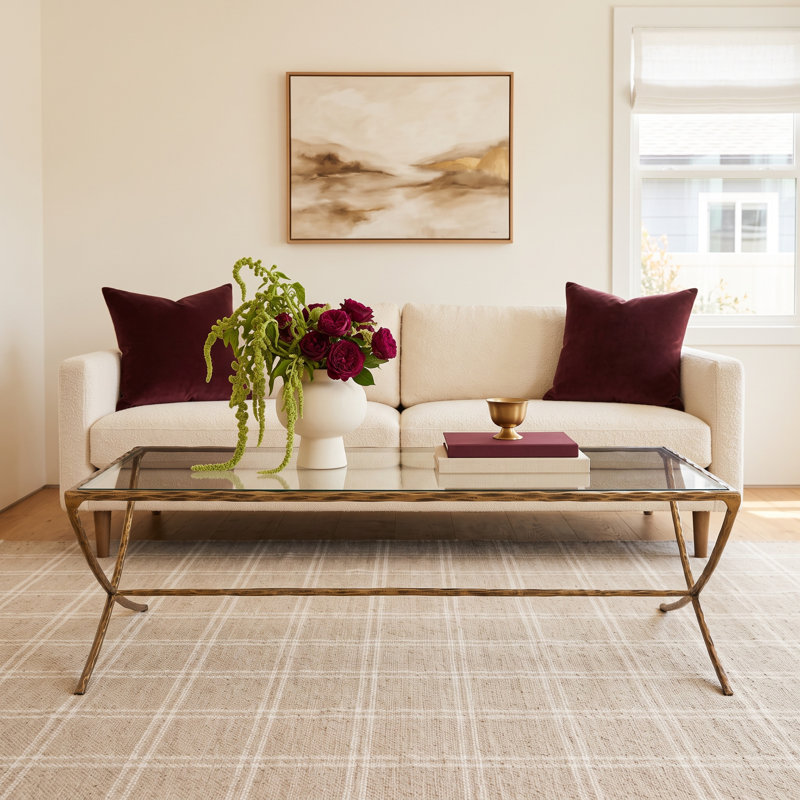 Evelynn Glass Top Coffee Table, Brass