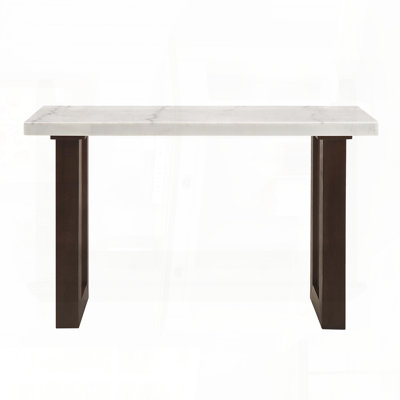 Sofa Table with White Natural Marble Top and Espresso Finish