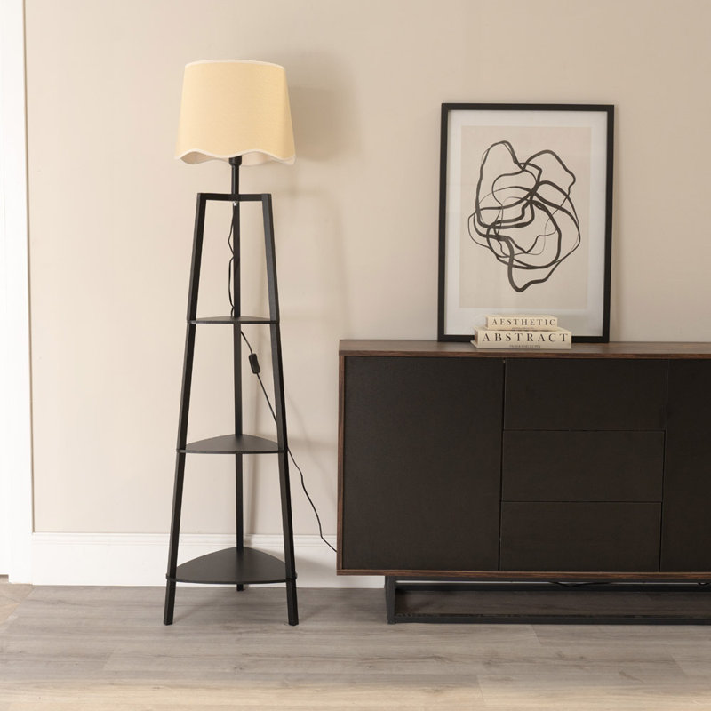 Arleigh 156.2cm Traditional Floor Lamp, Natural, Black, No