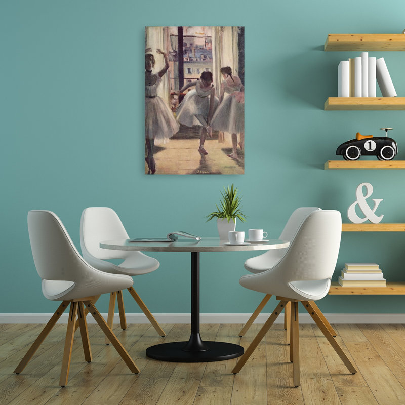 Drei Tanzerinnen In Einem Ubungssaal Classic Contemporary Wall Art Print by Edgar Degas - Wrapped Canvas Print