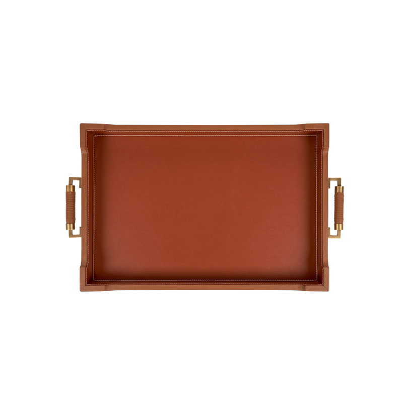 Toulon Decorative Tray, Tan/Walnut